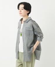 NHBGC96270 GIANNI LO GIUDICE(小さいサイズ)(メゾン ドゥ サンク) 先染めボイルワッシャーブラウス ブラック