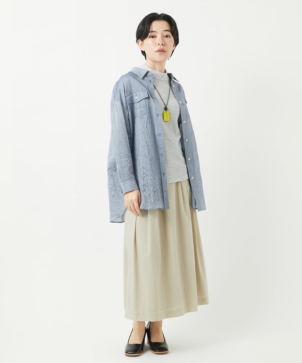 NHBGC96270 GIANNI LO GIUDICE(小さいサイズ)(メゾン ドゥ サンク) 先染めボイルワッシャーブラウス ブラック