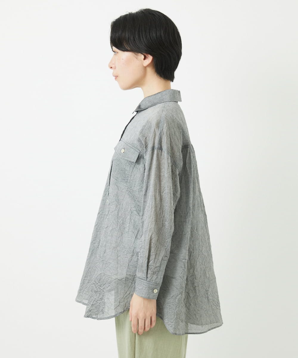 NHBGC96270 GIANNI LO GIUDICE(小さいサイズ)(メゾン ドゥ サンク) 先染めボイルワッシャーブラウス ブラック