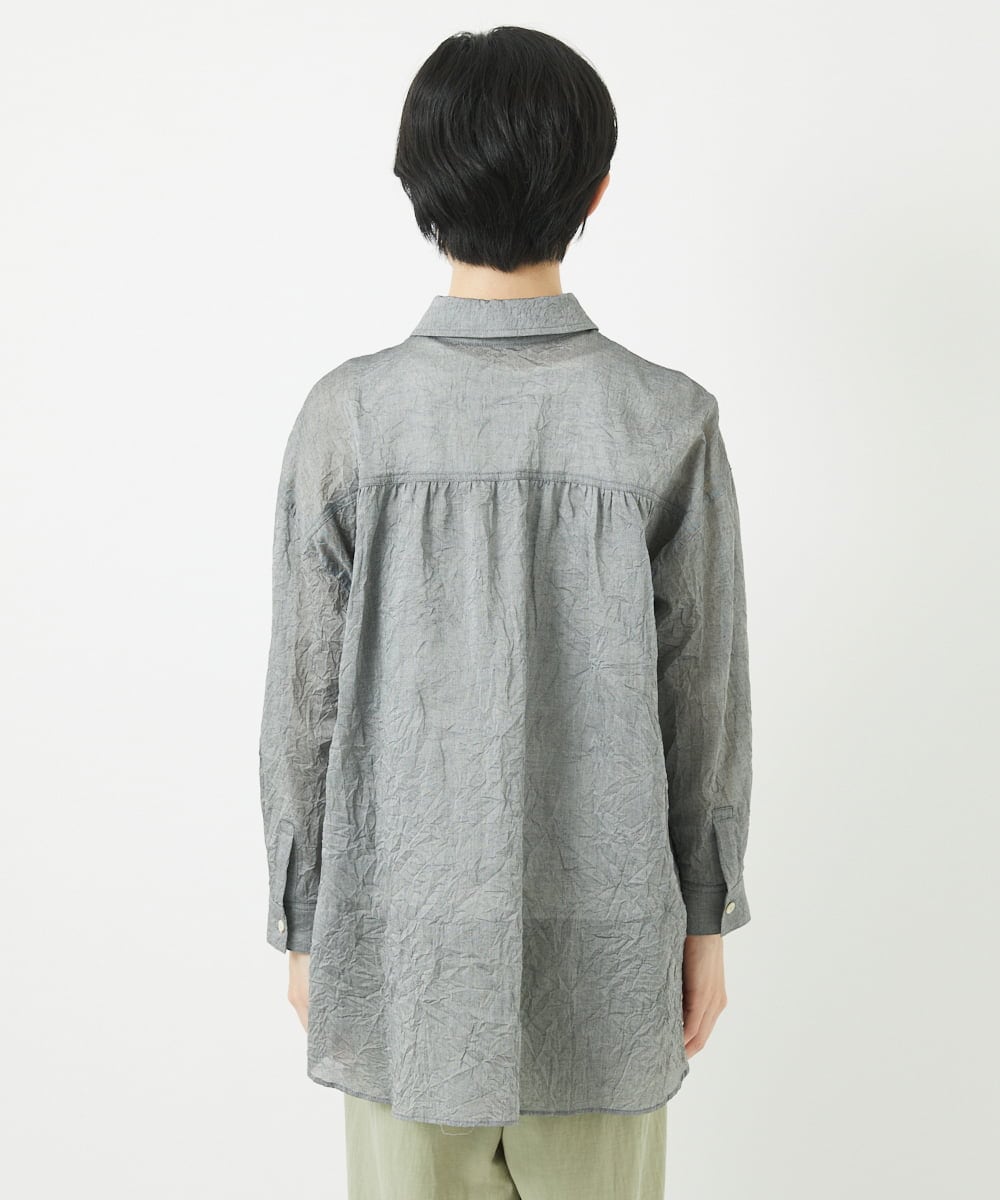 NHBGC96270 GIANNI LO GIUDICE(小さいサイズ)(メゾン ドゥ サンク) 先染めボイルワッシャーブラウス ブラック