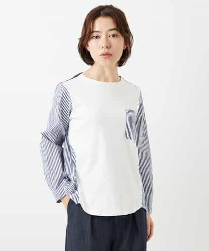 NHBGD20270  [セットアップ対応]異素材ジョイントブラウス