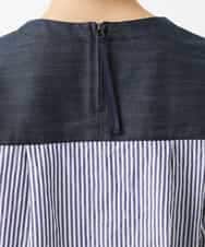 NHBGD20270 GIANNI LO GIUDICE(小さいサイズ)(メゾン ドゥ サンク) [セットアップ対応]異素材ジョイントブラウス ネイビー