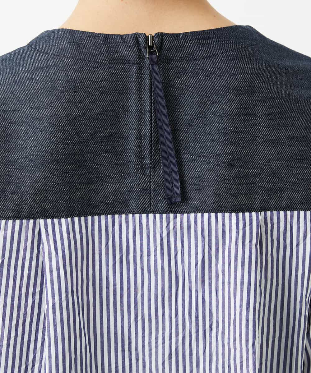 NHBGD20270 GIANNI LO GIUDICE(小さいサイズ)(メゾン ドゥ サンク) [セットアップ対応]異素材ジョイントブラウス ネイビー