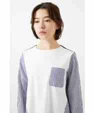 NHBGD20270 GIANNI LO GIUDICE(小さいサイズ)(メゾン ドゥ サンク) [セットアップ対応]異素材ジョイントブラウス ネイビー