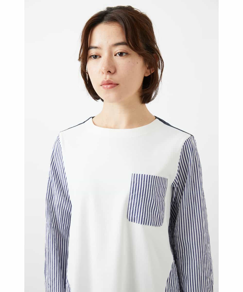 NHBGD20270 GIANNI LO GIUDICE(小さいサイズ)(メゾン ドゥ サンク) [セットアップ対応]異素材ジョイントブラウス ネイビー