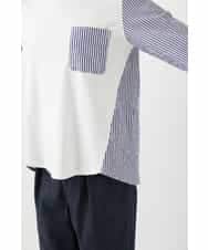 NHBGD20270 GIANNI LO GIUDICE(小さいサイズ)(メゾン ドゥ サンク) [セットアップ対応]異素材ジョイントブラウス ネイビー