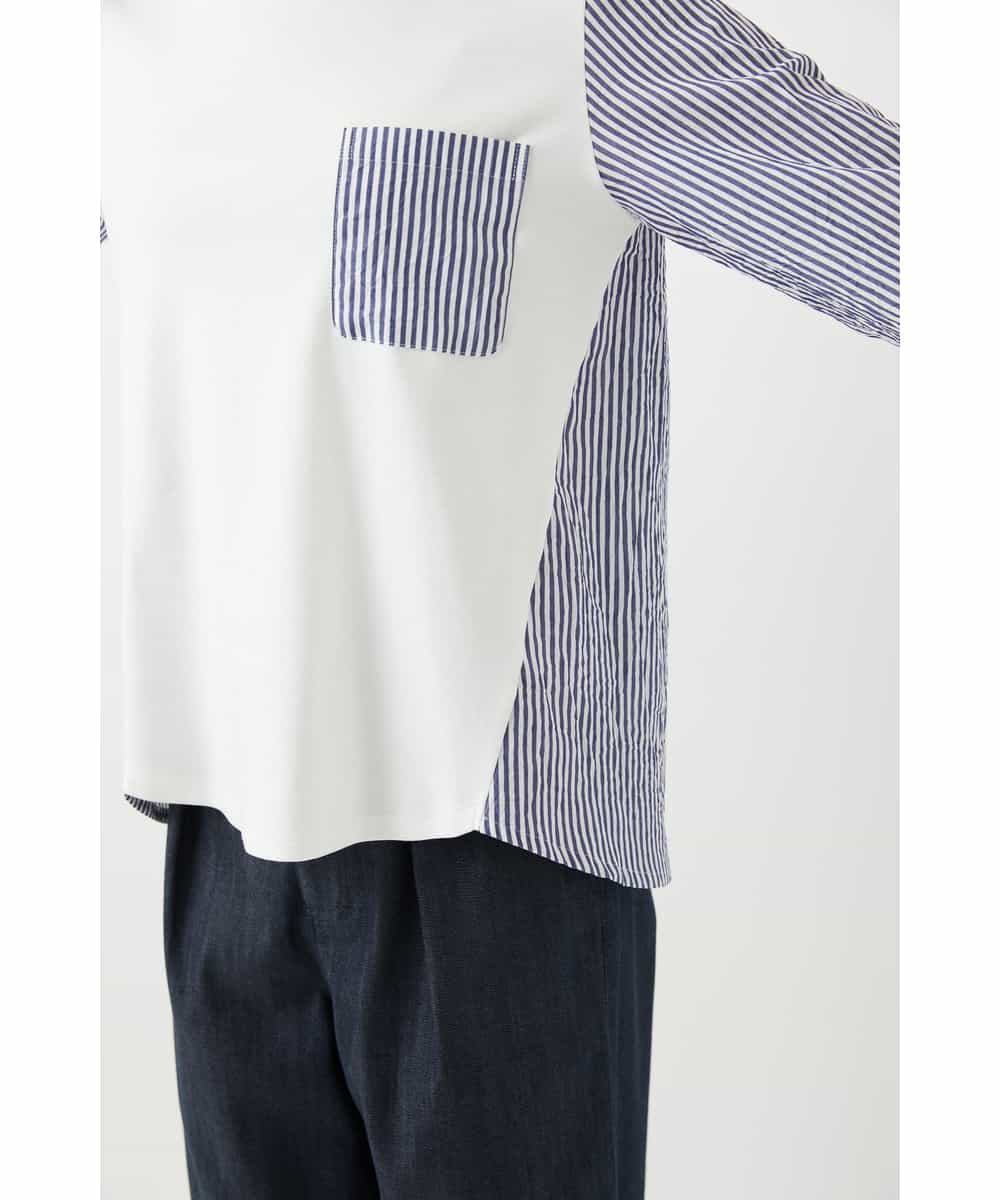 NHBGD20270 GIANNI LO GIUDICE(小さいサイズ)(メゾン ドゥ サンク) [セットアップ対応]異素材ジョイントブラウス ネイビー