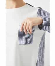 NHBGD20270 GIANNI LO GIUDICE(小さいサイズ)(メゾン ドゥ サンク) [セットアップ対応]異素材ジョイントブラウス ネイビー