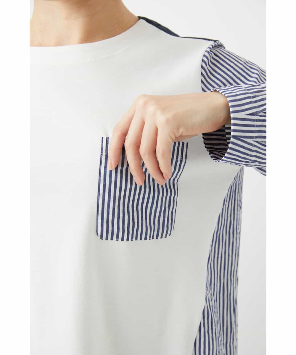 NHBGD20270 GIANNI LO GIUDICE(小さいサイズ)(メゾン ドゥ サンク) [セットアップ対応]異素材ジョイントブラウス ネイビー