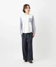 NHBGD20270 GIANNI LO GIUDICE(小さいサイズ)(メゾン ドゥ サンク) [セットアップ対応]異素材ジョイントブラウス ネイビー