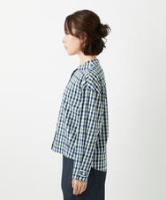 NHBGD23250 GIANNI LO GIUDICE(小さいサイズ)(メゾン ドゥ サンク) 塩縮ギンガムプリントブラウス ブルー×グリーン