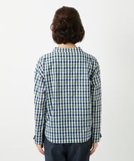NHBGD23250 GIANNI LO GIUDICE(小さいサイズ)(メゾン ドゥ サンク) 塩縮ギンガムプリントブラウス ブルー×グリーン
