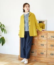 NHBGD23250 GIANNI LO GIUDICE(小さいサイズ)(メゾン ドゥ サンク) 塩縮ギンガムプリントブラウス ブルー×グリーン