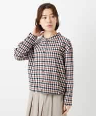 NHBGD23250 GIANNI LO GIUDICE(小さいサイズ)(メゾン ドゥ サンク) 塩縮ギンガムチェックブラウス オレンジ