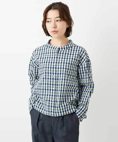NHBGD23250  塩縮ギンガムチェックブラウス