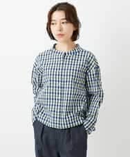 NHBGD23250 GIANNI LO GIUDICE(小さいサイズ)(メゾン ドゥ サンク) 塩縮ギンガムチェックブラウス ライトブルー