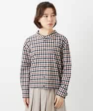 NHBGD23250 GIANNI LO GIUDICE(小さいサイズ)(メゾン ドゥ サンク) 塩縮ギンガムチェックブラウス ライトブルー