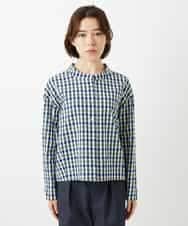 NHBGD23250 GIANNI LO GIUDICE(小さいサイズ)(メゾン ドゥ サンク) 塩縮ギンガムチェックブラウス ライトブルー