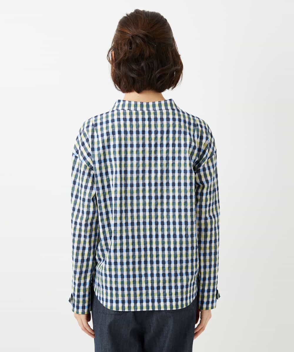 NHBGD23250 GIANNI LO GIUDICE(小さいサイズ)(メゾン ドゥ サンク) 塩縮ギンガムチェックブラウス ライトブルー