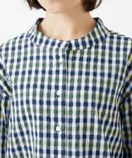 NHBGD23250 GIANNI LO GIUDICE(小さいサイズ)(メゾン ドゥ サンク) 塩縮ギンガムチェックブラウス ライトブルー