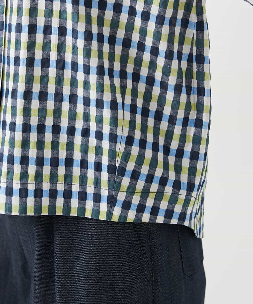 NHBGD23250 GIANNI LO GIUDICE(小さいサイズ)(メゾン ドゥ サンク) 塩縮ギンガムチェックブラウス ライトブルー