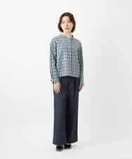 NHBGD23250 GIANNI LO GIUDICE(小さいサイズ)(メゾン ドゥ サンク) 塩縮ギンガムチェックブラウス ライトブルー