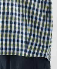 NHBGD23250 GIANNI LO GIUDICE(小さいサイズ)(メゾン ドゥ サンク) 塩縮ギンガムプリントブラウス ブルー×グリーン