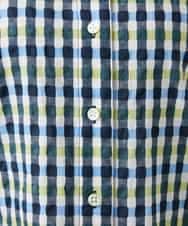 NHBGD23250 GIANNI LO GIUDICE(小さいサイズ)(メゾン ドゥ サンク) 塩縮ギンガムプリントブラウス ブルー×グリーン