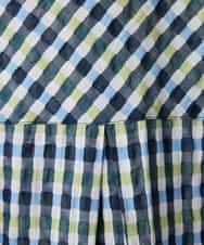 NHBGD23250 GIANNI LO GIUDICE(小さいサイズ)(メゾン ドゥ サンク) 塩縮ギンガムプリントブラウス ブルー×グリーン