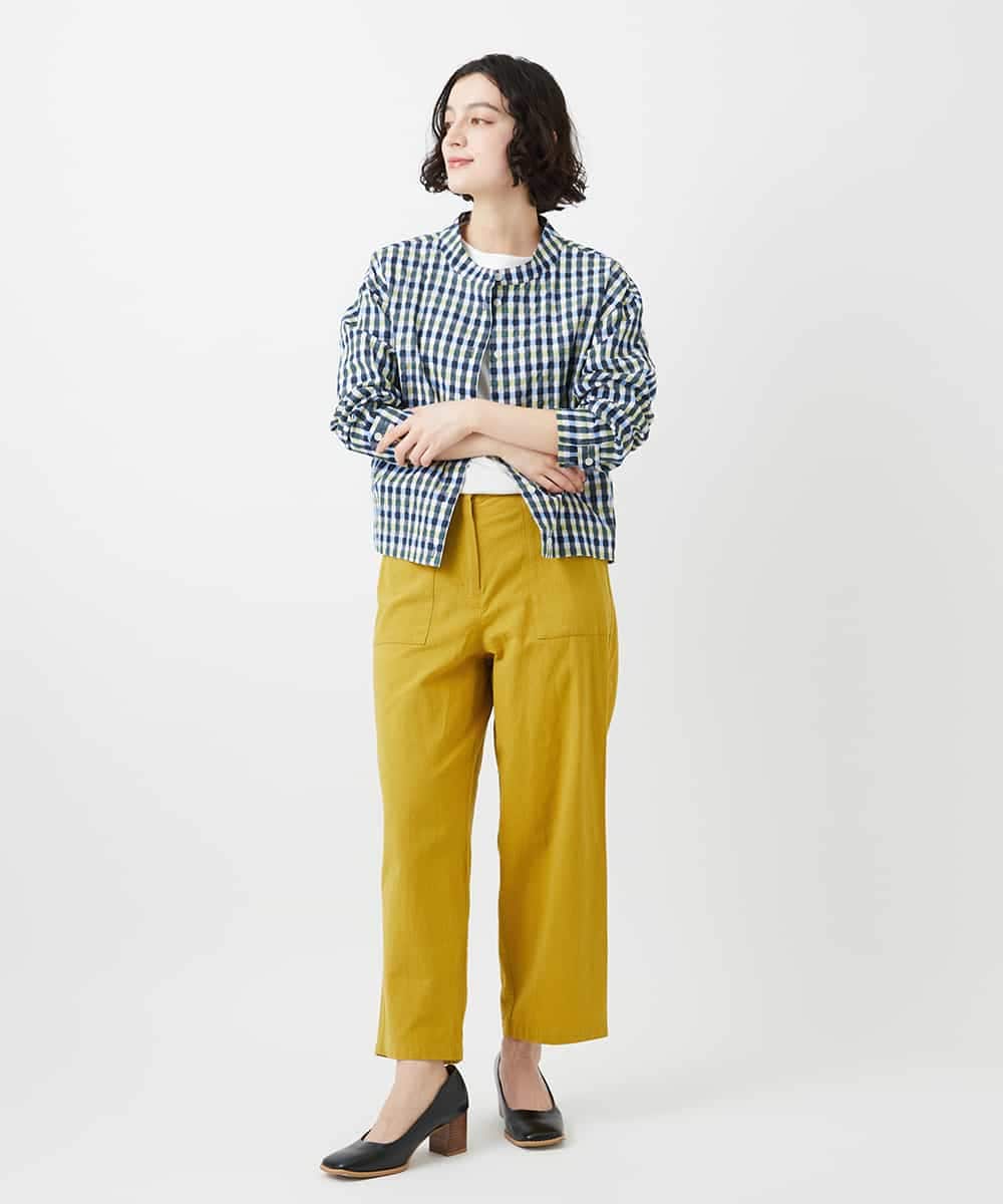 NHBGD23250 GIANNI LO GIUDICE(小さいサイズ)(メゾン ドゥ サンク) 塩縮ギンガムプリントブラウス ブルー×グリーン