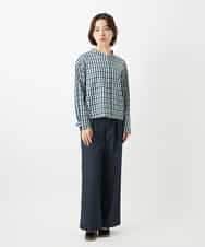 NHBGD23250 GIANNI LO GIUDICE(小さいサイズ)(メゾン ドゥ サンク) 塩縮ギンガムプリントブラウス ブルー×グリーン