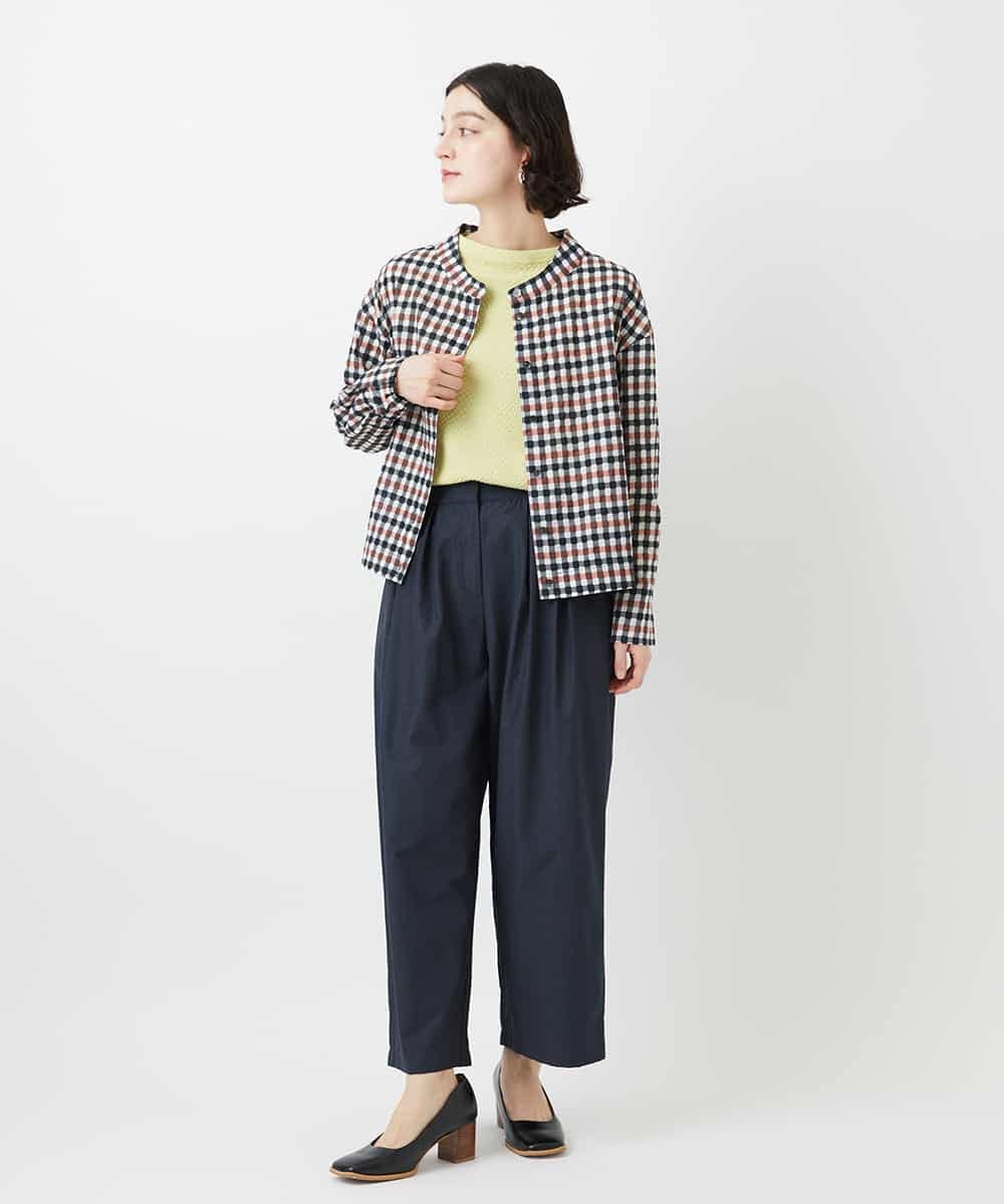 NHBGD23250 GIANNI LO GIUDICE(小さいサイズ)(メゾン ドゥ サンク) 塩縮ギンガムプリントブラウス ブルー×グリーン