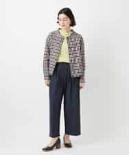 NHBGD23250 GIANNI LO GIUDICE(小さいサイズ)(メゾン ドゥ サンク) 塩縮ギンガムプリントブラウス ブルー×グリーン