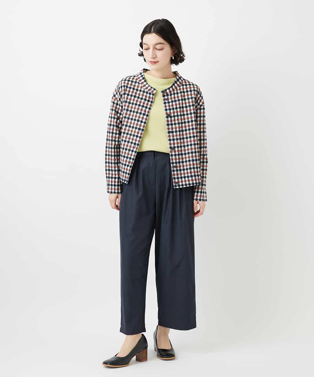 NHBGD23250 GIANNI LO GIUDICE(小さいサイズ)(メゾン ドゥ サンク) 塩縮ギンガムプリントブラウス ブルー×グリーン