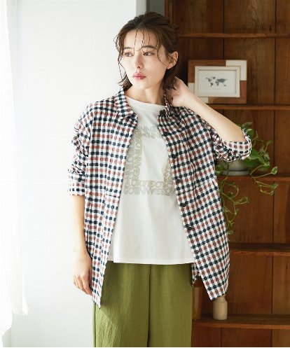 NHBGD24270 GIANNI LO GIUDICE(小さいサイズ) 塩縮ギンガムプリントチュニックブラウス