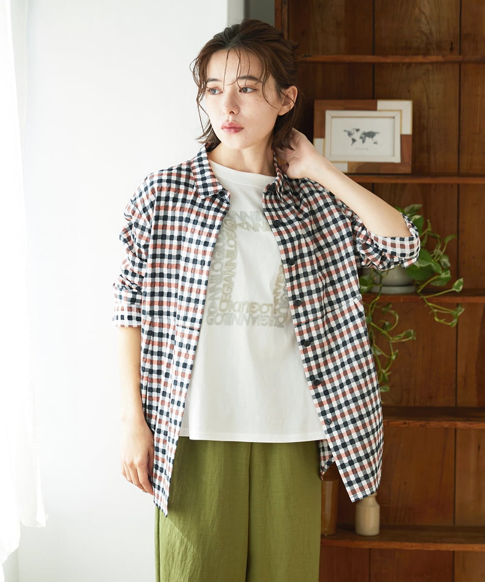 NHBGD24270 GIANNI LO GIUDICE(小さいサイズ) 塩縮ギンガムプリントチュニックブラウス