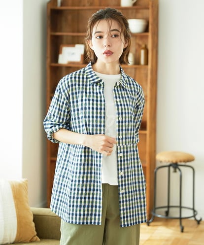 NHBGD24270 GIANNI LO GIUDICE(小さいサイズ) 塩縮ギンガムプリントチュニックブラウス