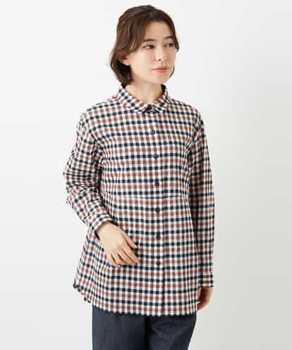 NHBGD24270 GIANNI LO GIUDICE(小さいサイズ) 塩縮ギンガムチェックチュニックブラウス