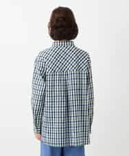 NHBGD24270 GIANNI LO GIUDICE(小さいサイズ)(メゾン ドゥ サンク) 塩縮ギンガムチェックチュニックブラウス ライトブルー