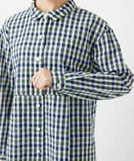 NHBGD24270 GIANNI LO GIUDICE(小さいサイズ)(メゾン ドゥ サンク) 塩縮ギンガムチェックチュニックブラウス ライトブルー