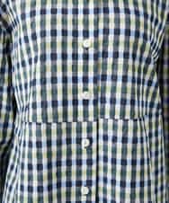 NHBGD24270 GIANNI LO GIUDICE(小さいサイズ)(メゾン ドゥ サンク) 塩縮ギンガムチェックチュニックブラウス ライトブルー