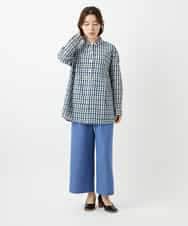 NHBGD24270 GIANNI LO GIUDICE(小さいサイズ)(メゾン ドゥ サンク) 塩縮ギンガムチェックチュニックブラウス ライトブルー