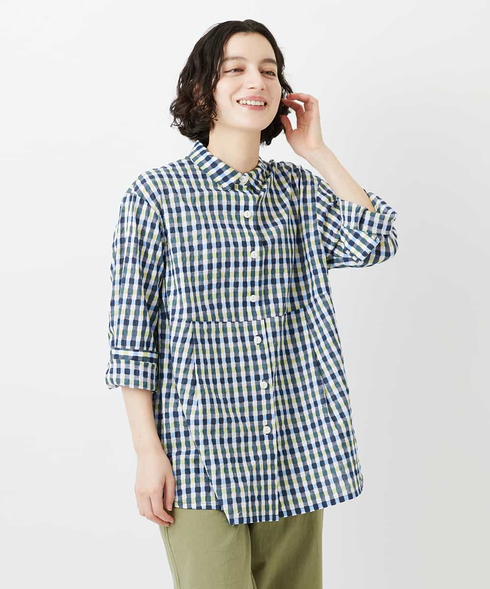 NHBGD24270 GIANNI LO GIUDICE(小さいサイズ) 塩縮ギンガムプリントチュニックブラウス