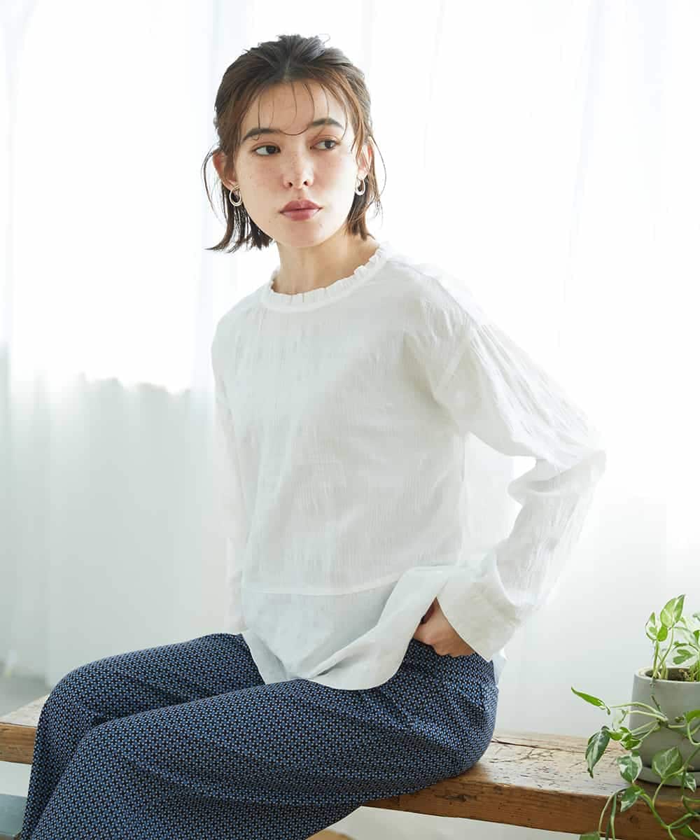 NHBGD31290 GIANNI LO GIUDICE(小さいサイズ)(メゾン ドゥ サンク) シャドーボイルドットブラウス イエロー