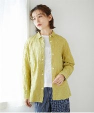 NHBGD32330 GIANNI LO GIUDICE(小さいサイズ)(メゾン ドゥ サンク) シャドーボイルドット前開きブラウス ライトブルー