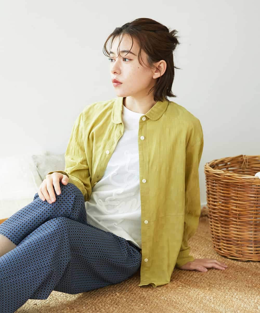 NHBGD32330 GIANNI LO GIUDICE(小さいサイズ)(メゾン ドゥ サンク) シャドーボイルドット前開きブラウス ライトブルー