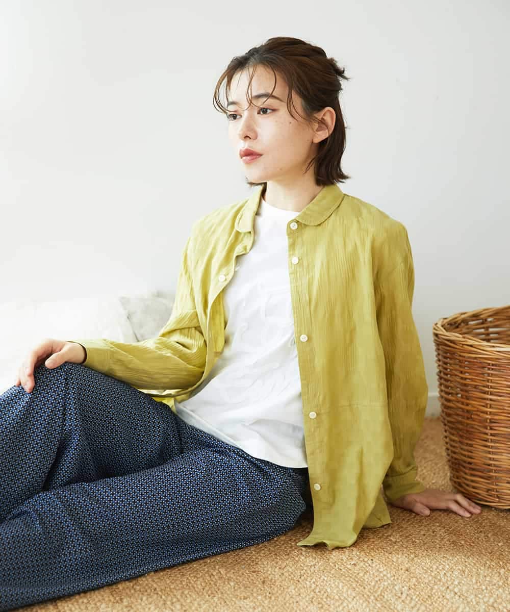 NHBGD32330 GIANNI LO GIUDICE(小さいサイズ)(メゾン ドゥ サンク) シャドーボイルドット前開きブラウス ライトブルー