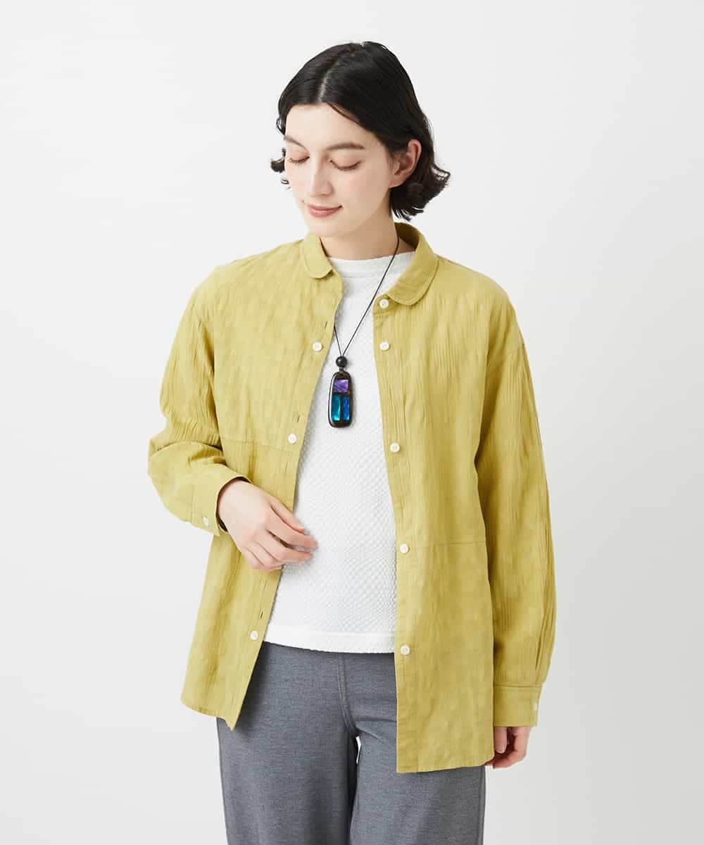 NHBGD32330 GIANNI LO GIUDICE(小さいサイズ)(メゾン ドゥ サンク) シャドーボイルドット前開きブラウス ライトブルー