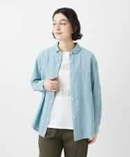 NHBGD32330 GIANNI LO GIUDICE(小さいサイズ)(メゾン ドゥ サンク) シャドーボイルドット前開きブラウス ライトブルー