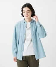 NHBGD32330 GIANNI LO GIUDICE(小さいサイズ)(メゾン ドゥ サンク) シャドーボイルドット前開きブラウス ライトブルー